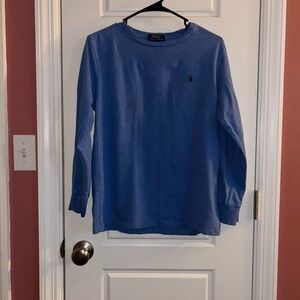 Polo Ralph Lauren Boys L (14/16) Blue Long Sleeve Classic Pony Tee Shirt Cotton